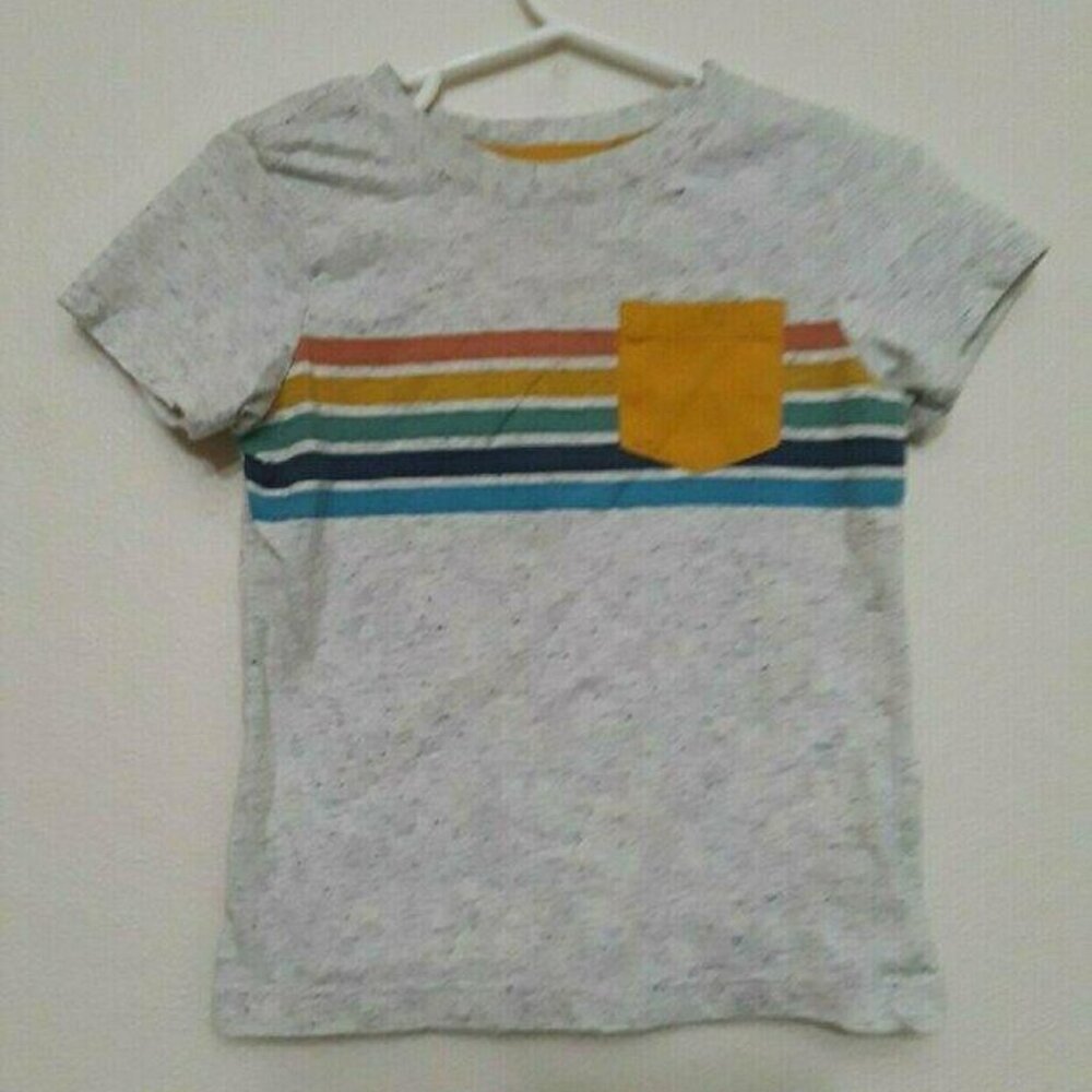 Cat & Jack Gray Tee with Stripes and Pocket